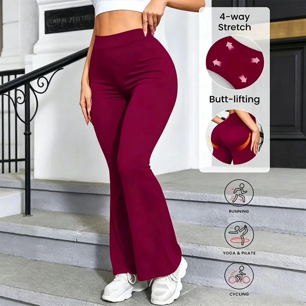 Ausgestellte Yoga-Leggings für Damen mit Hoher Taille High-Stretch-Bootcut-Trainingshose