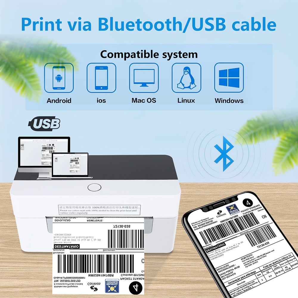 Xprinter XP-D463B BT USB Shipping Label Printer Address 2