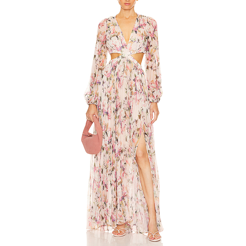 Sleeveless Floral Chiffon Maxi Dress