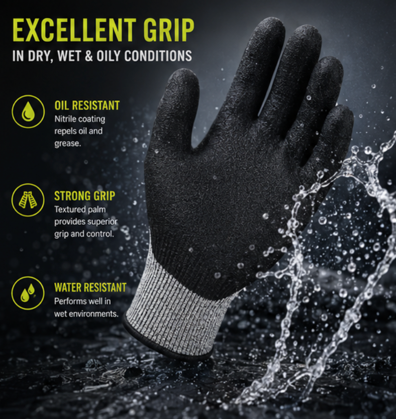 Reinforced Thumb Welding Safety Gloves Impact Reducing Nitrile 3