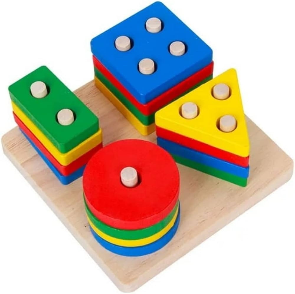 Wooden Geometric Shape Matching Stacking Toys