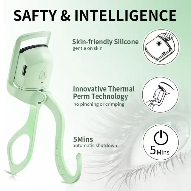 Heated Stainless Steel Eyelash Curler Fast Heat 5s 3