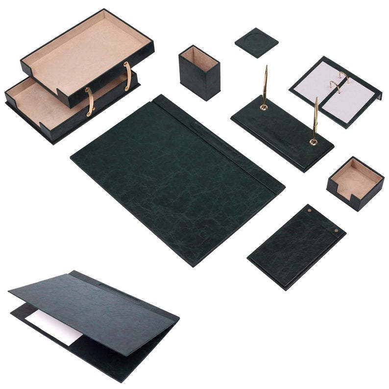 PU Leather Desk Organizer Stationery Set
