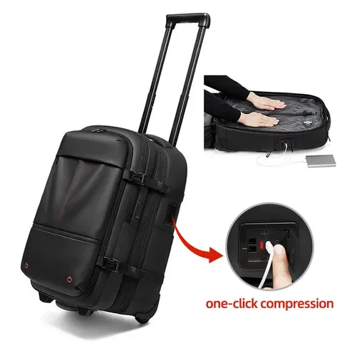 Men's Vacuum Compression Business Rolling Backpack