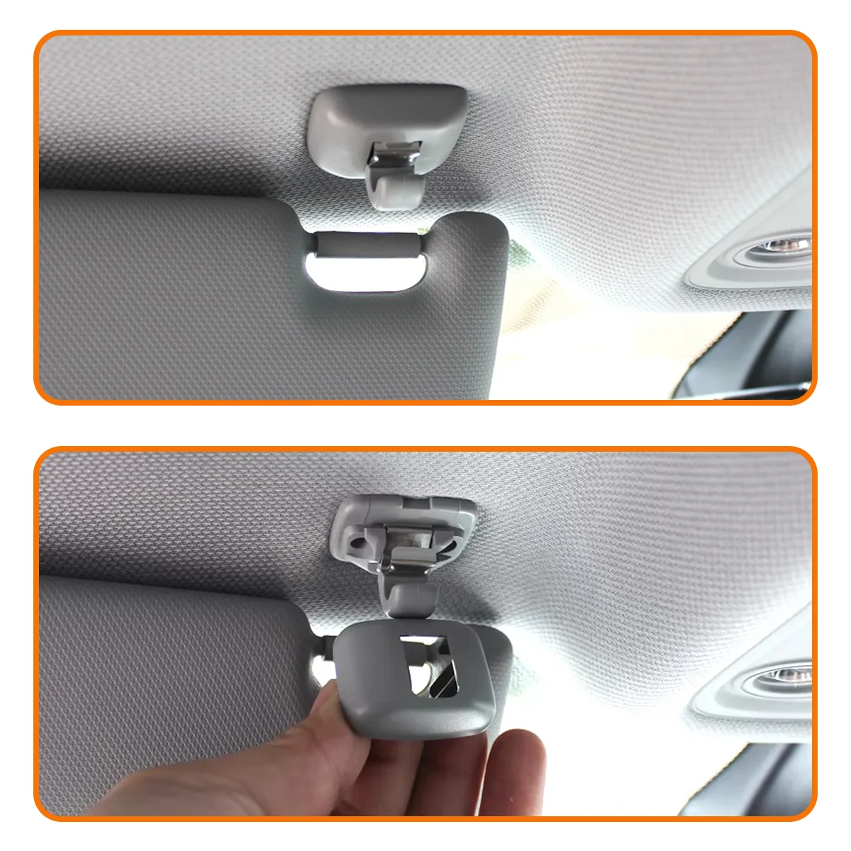 Yitong 2 Stück Auto-Sonnenblenden-Clip Grau Innenraum-Aufhängehaken Clip-Halterung Passend 3