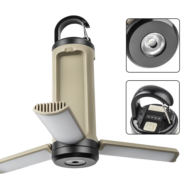 Rechargeable 3-Leaf Side Lamp LED Camping Lantern Portable 2