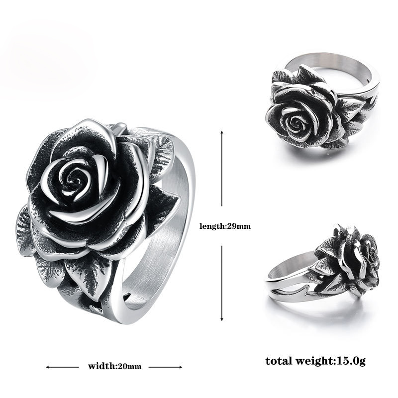 Vintage Titanium Ring With Gemstone Camellia 3