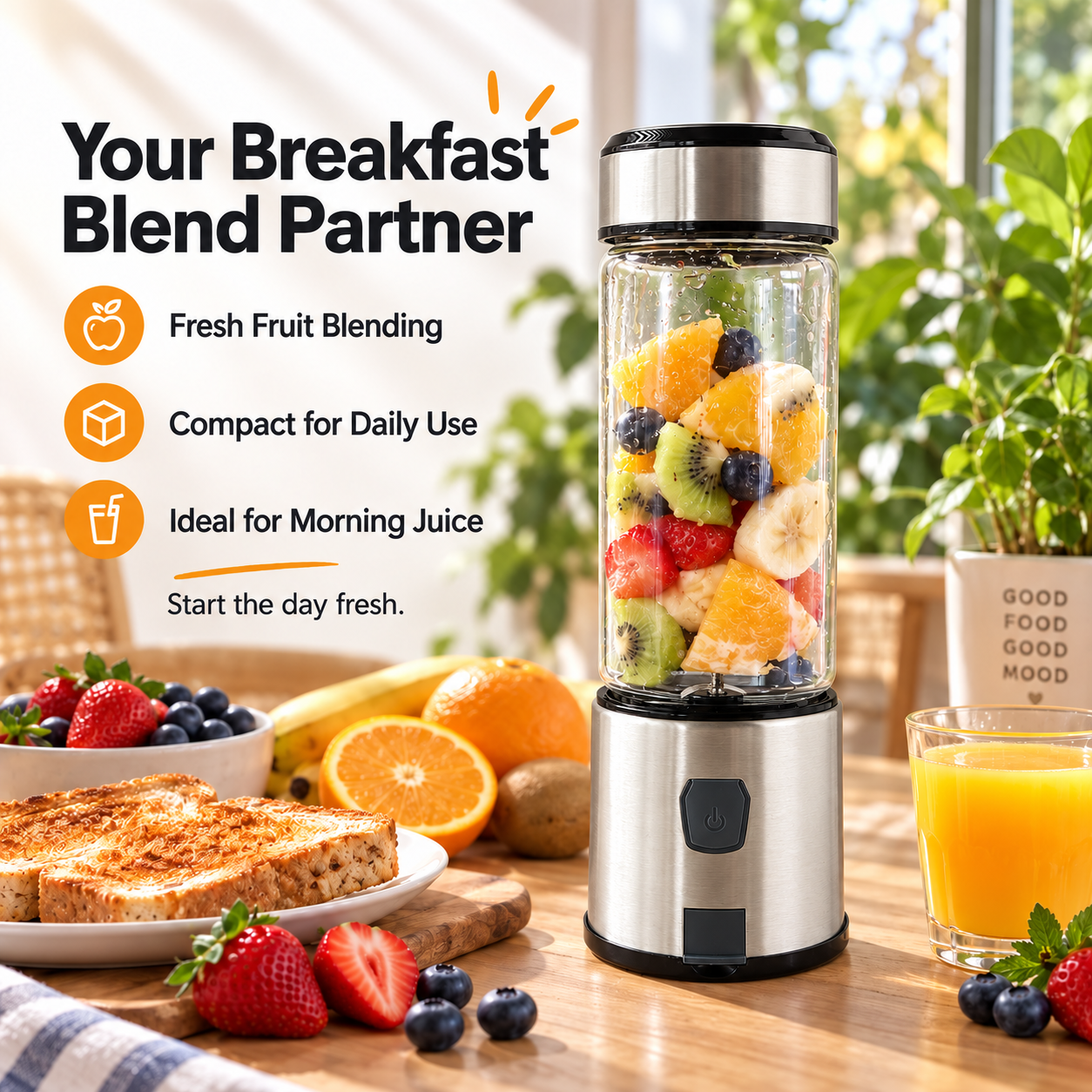 Stainless Steel Electric Portable Blender Juicer Smoothie Maker 2
