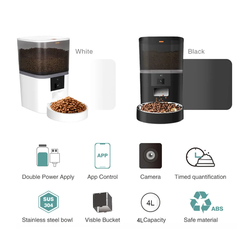 4L Große Kapazität Smart Pet Feeder Mit Kamera 4