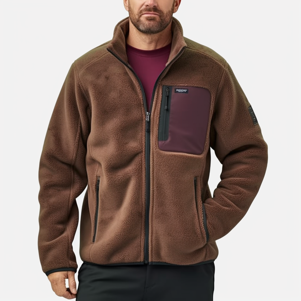 Patchwork Sherpa Fleece Jacket Stand Collar 3