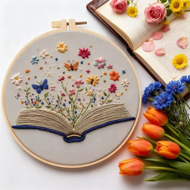 Floral Embroidery Set with Book 2