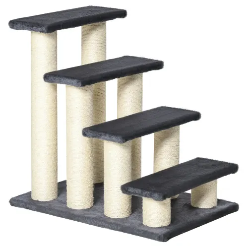Katzenkratzbaum mit 4 Stufen und Sisal, Grau 1