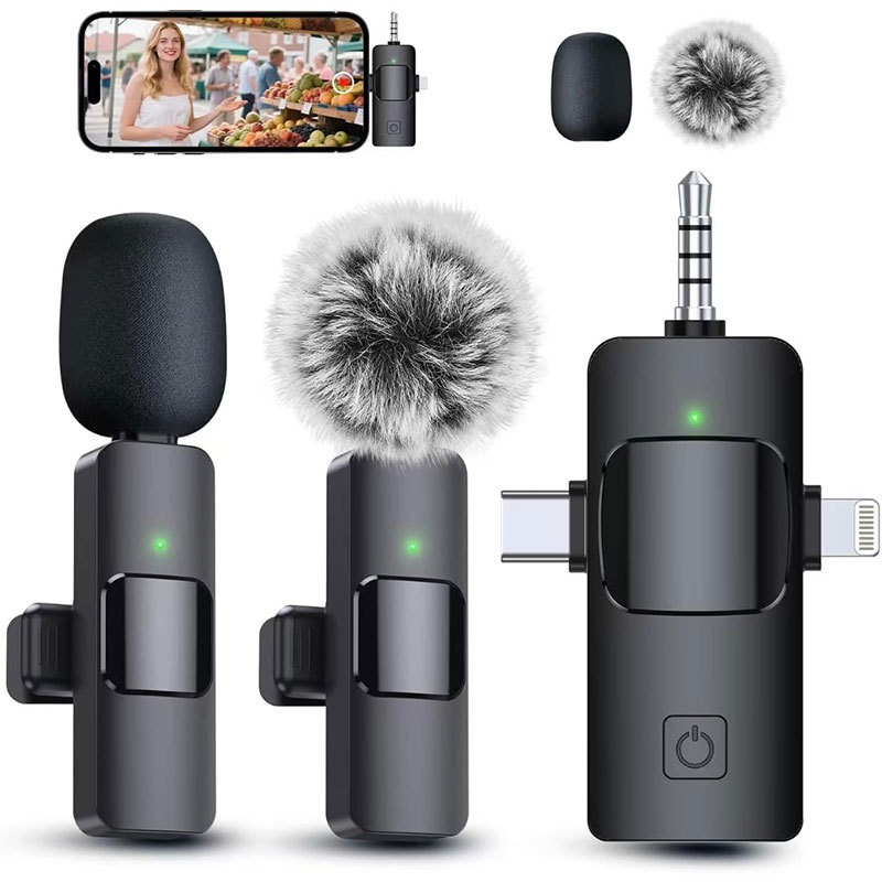3-in-1 Wireless Lavalier Microphone