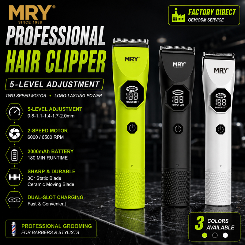 MRY Professional Hair Clipper Cordless Clippers Ceramic Blade