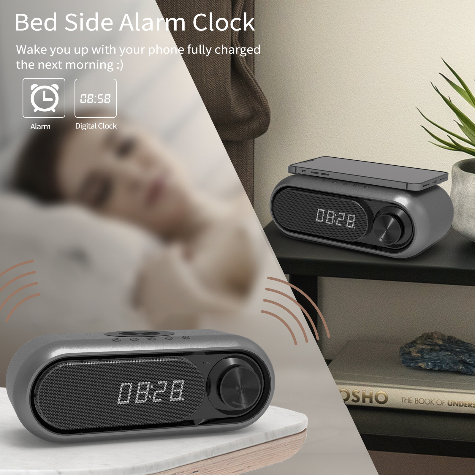 Bedside LED Alarm Clock with Audio