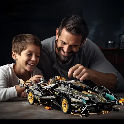 Black-Gold Supercar Building Model 1280 Pieces