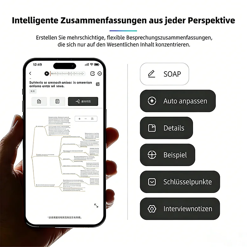 Hganus Tragbarer KI-Sprachrekorder mit App-Steuerung 64 GB Speicher 3