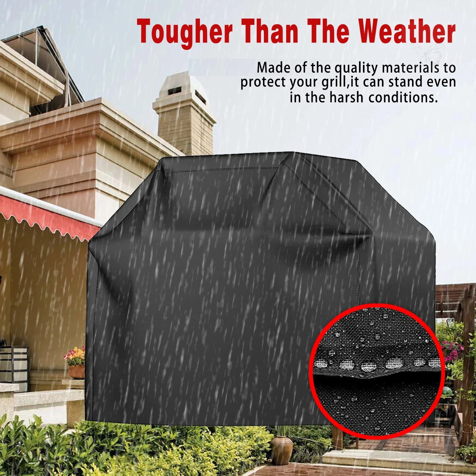 Waterproof Black Gas Grill Cover 4