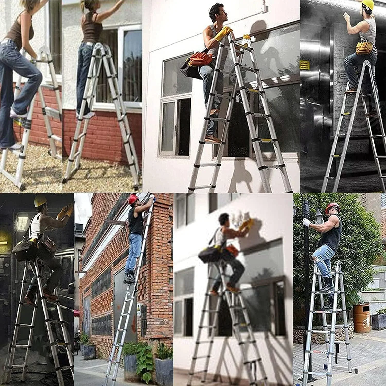Teleskopleiter – Teleskop-Edelstahl-Stufenleiter Klappbare in A-Form Robuste und 4