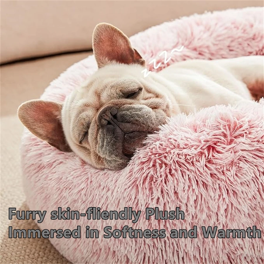 Washable Plush Donut Bed for Cats 2
