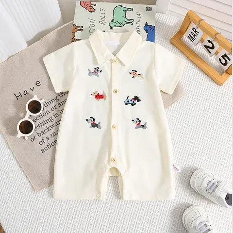 Baby Summer Romper Short Sleeve Dog Print