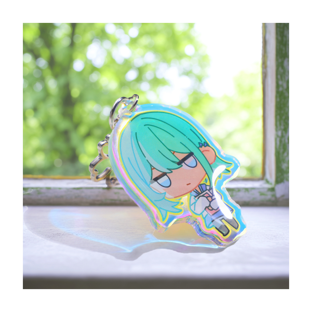 Double-Sided Rainbow Epoxy Acrylic Keychain 2