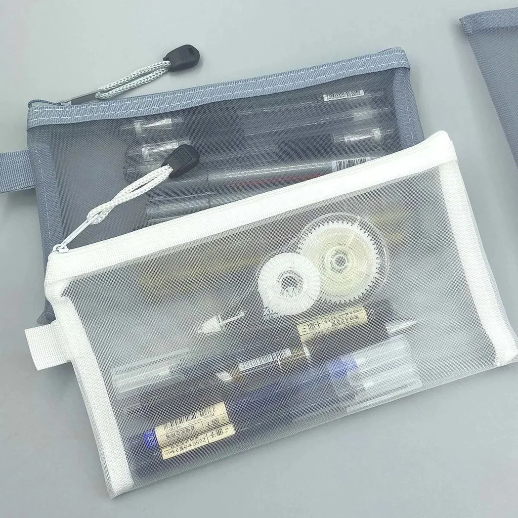 Transparentes Mesh-Federmäppchen mit Reißverschluss