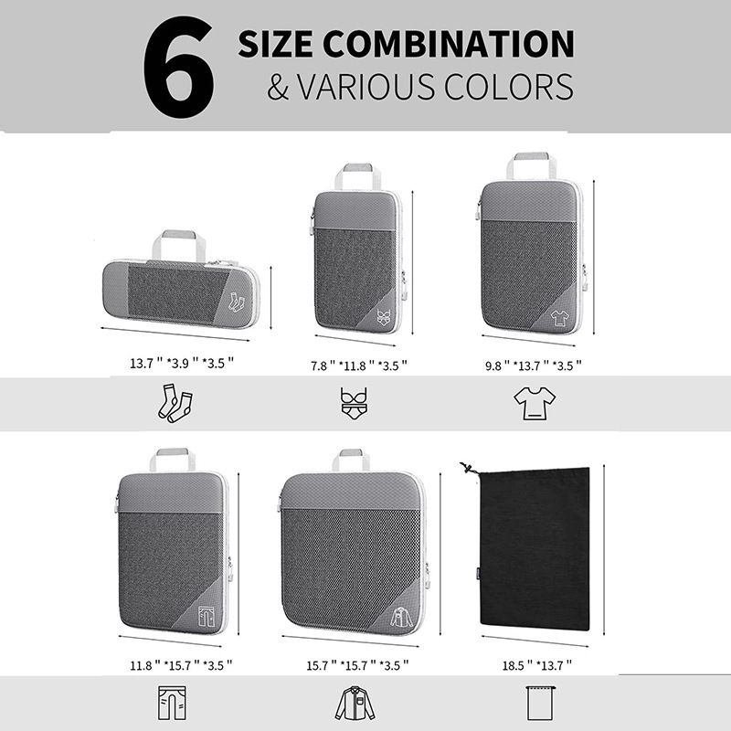 Travel Compression Packing Bag Breathable Storage Set With 3