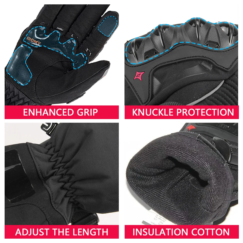 Windproof Winter Motorcycle Gloves with Touchscreen 4
