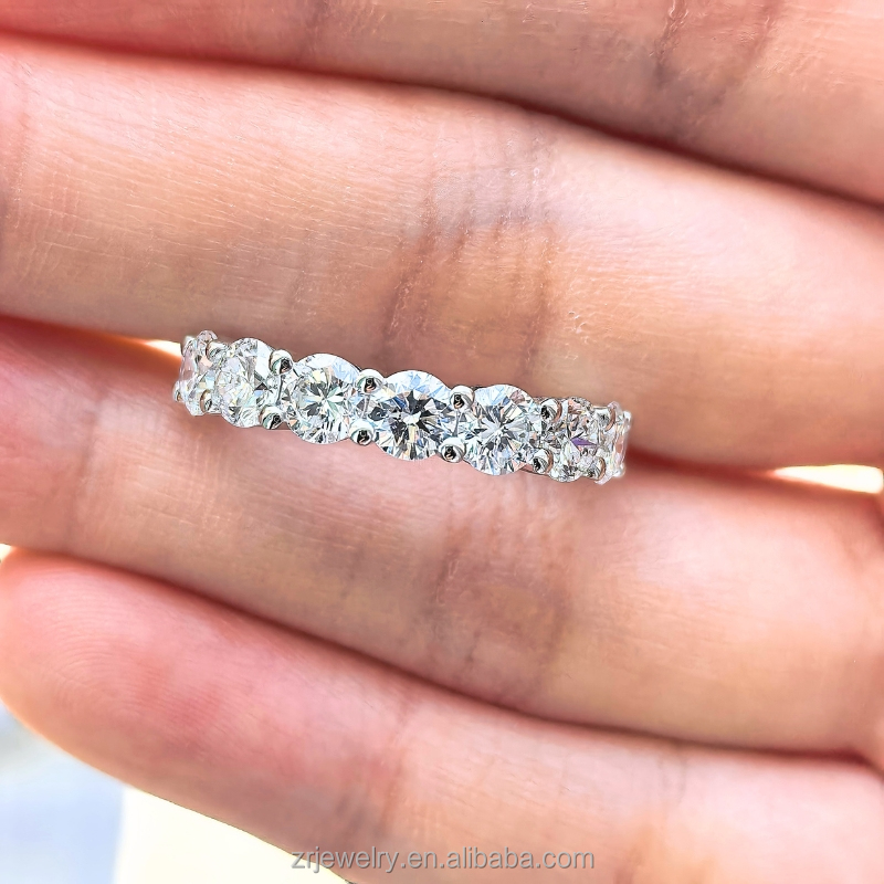 14K Gold Round Lab Diamond Eternity Ring 2