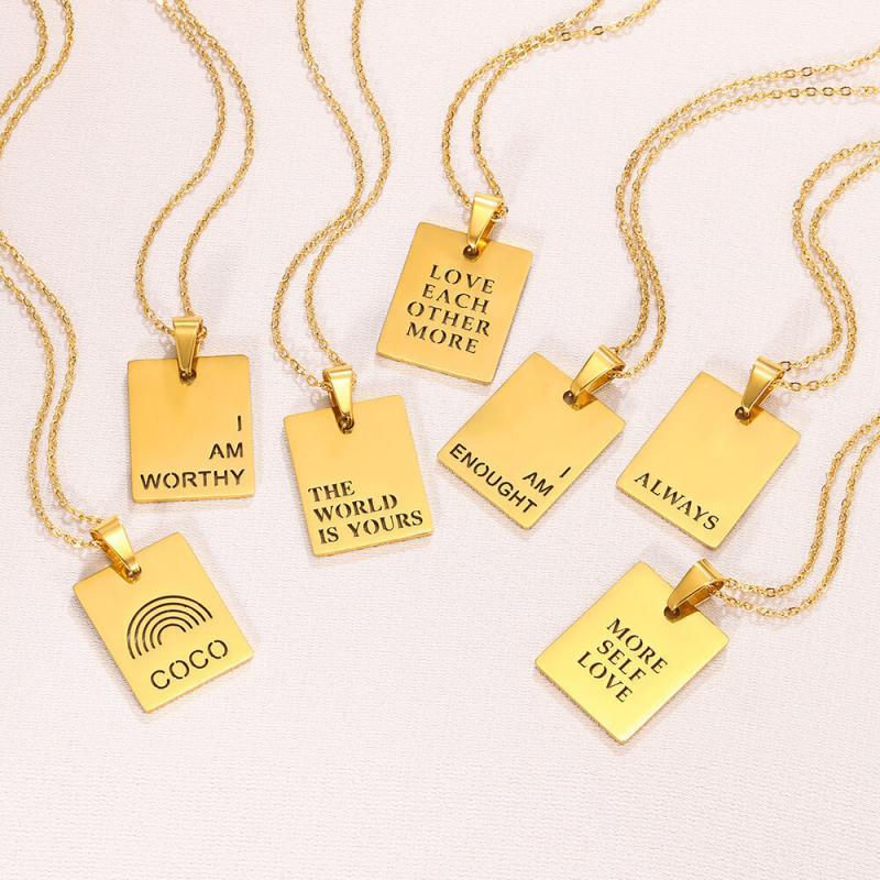 Trendy Engraving Gold Plated Stainless Steel 18K Minimalist