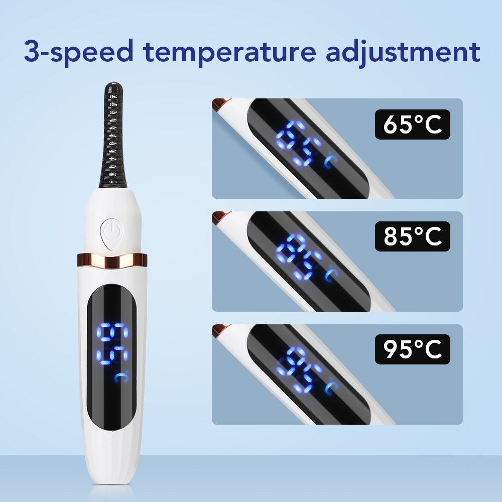 White Pink LED Display Eyelash Curler 4