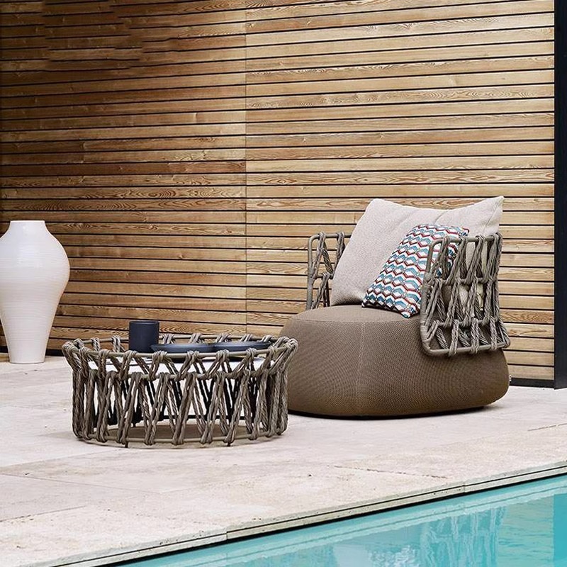 Nordisches Rattan Loungesofa, Aluminiumgestell 4