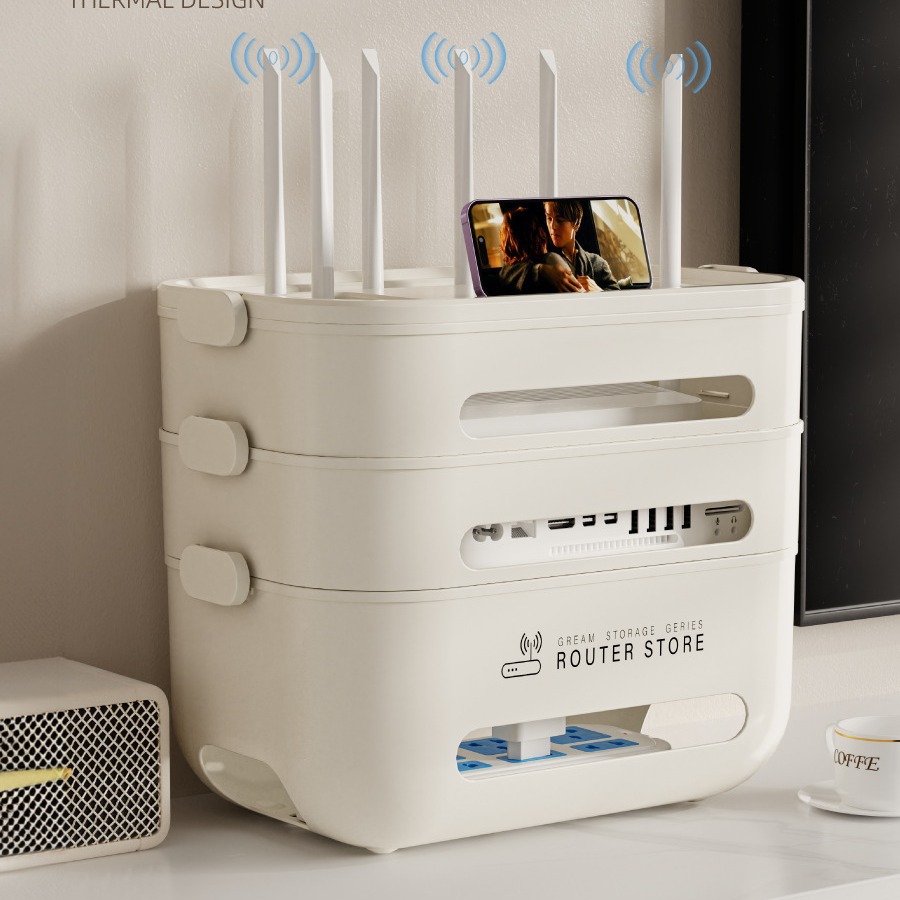 Wifi Router Storage Box Desktop Socket Wireless Optical