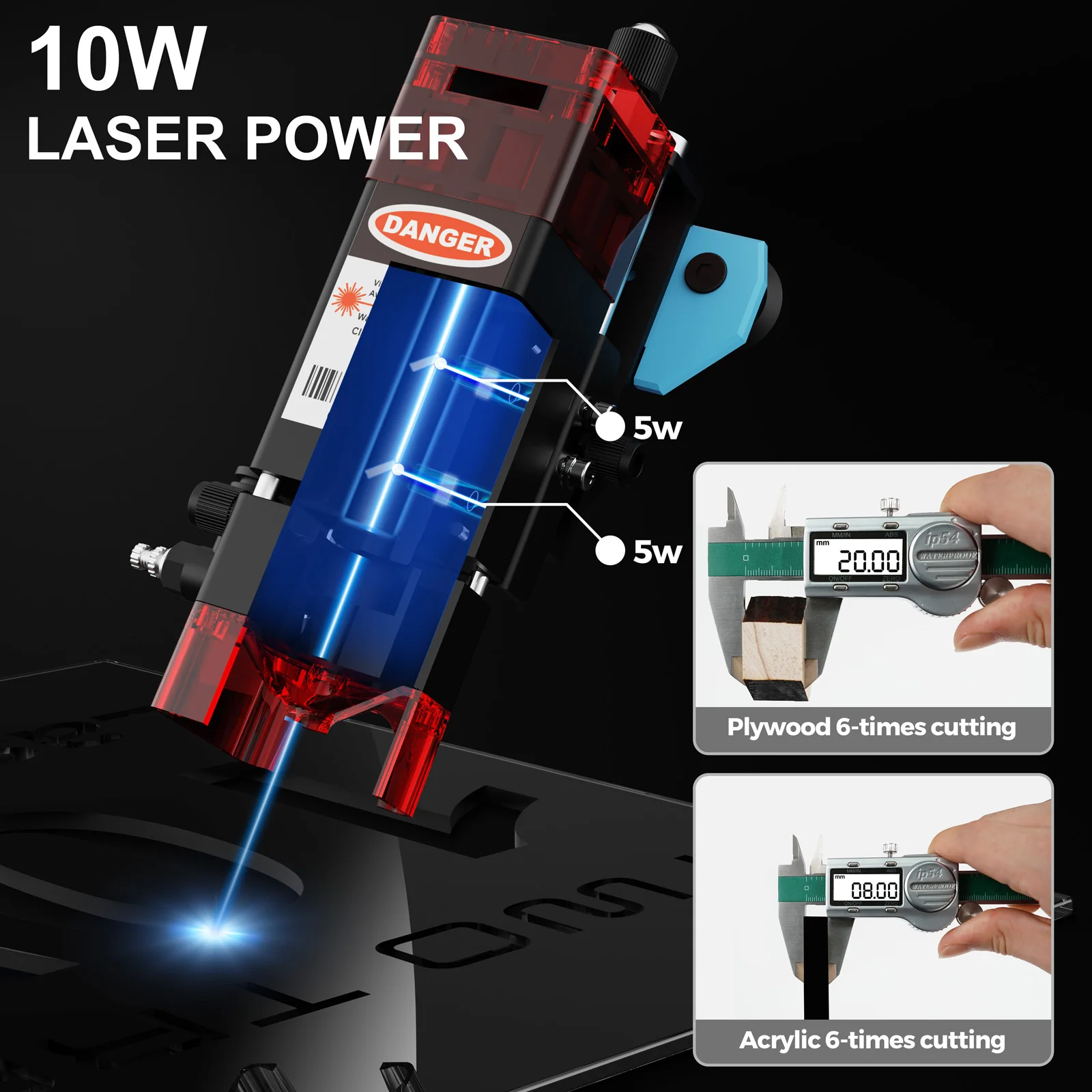TwoTrees TTS-10 Pro 80W Lasergravierer Edelstahl DIY Drucker 2