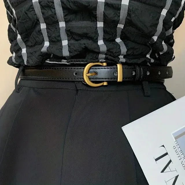 Vintage Oval Buckle PU Leather Belt 3
