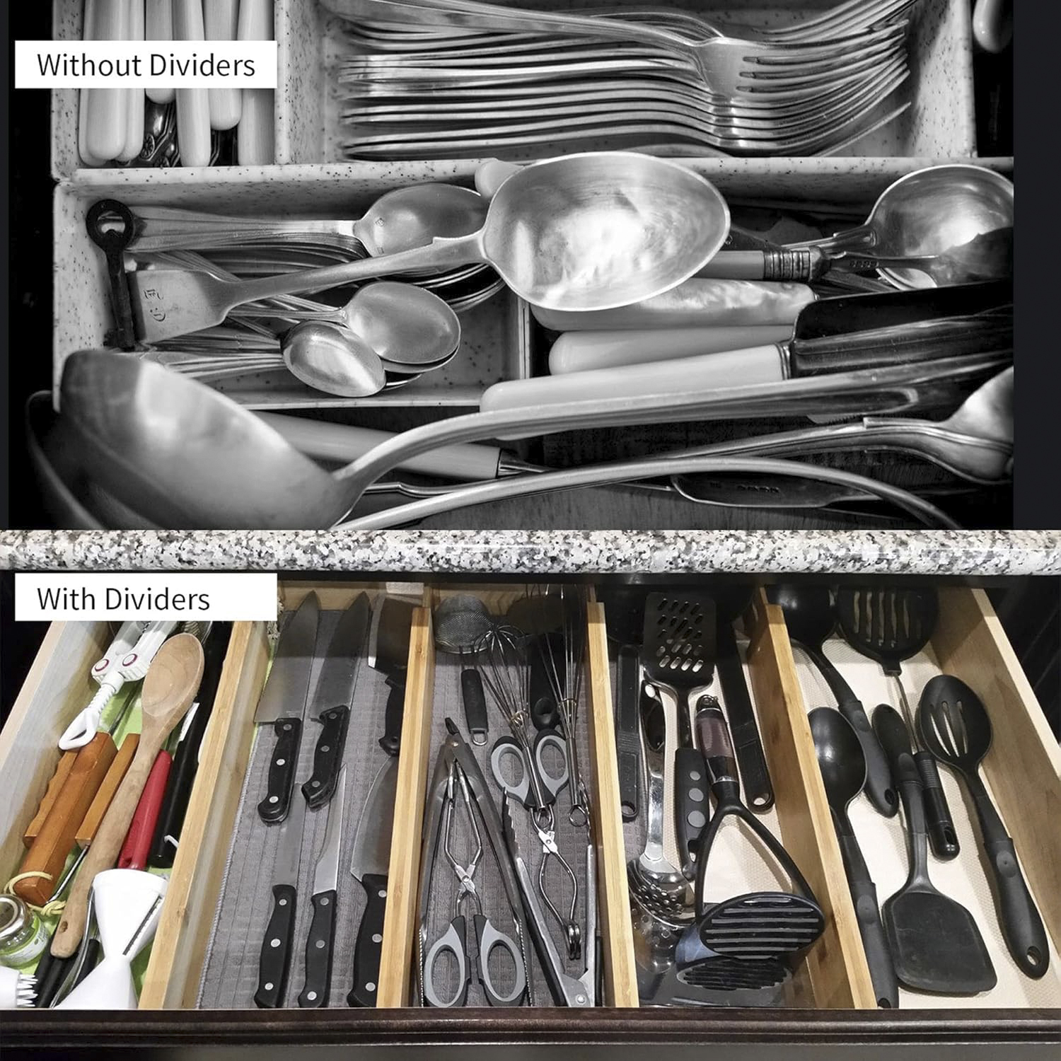 Expandable Bamboo Drawer Dividers, Modern Design 4