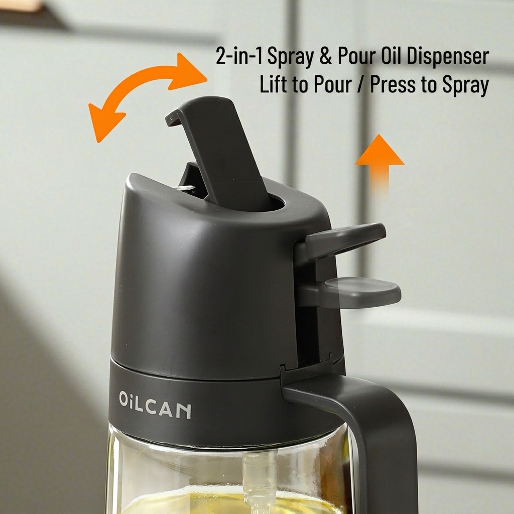 2-in-1 Glass Oil Dispenser with Sprayer 2