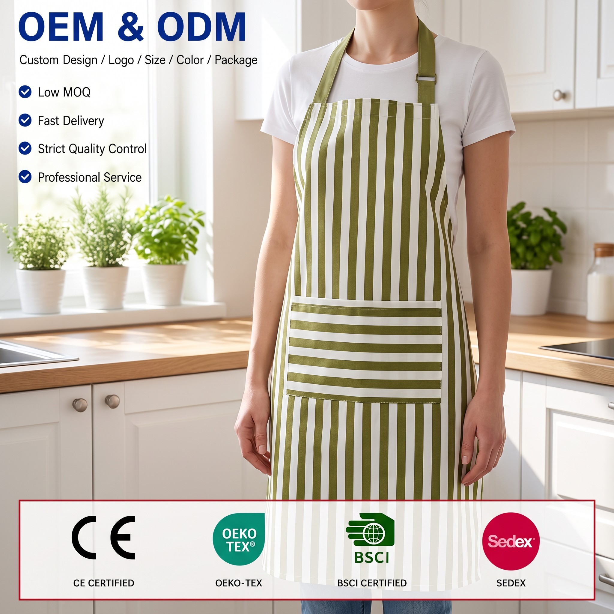 Fettabweisende Küchenschürze aus Polyester-Baumwolle