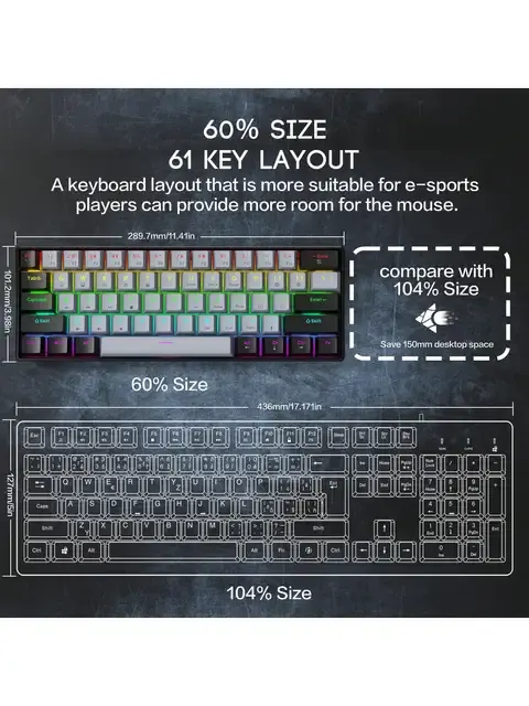 Compact Wired 60% RGB Gaming Keyboard 4