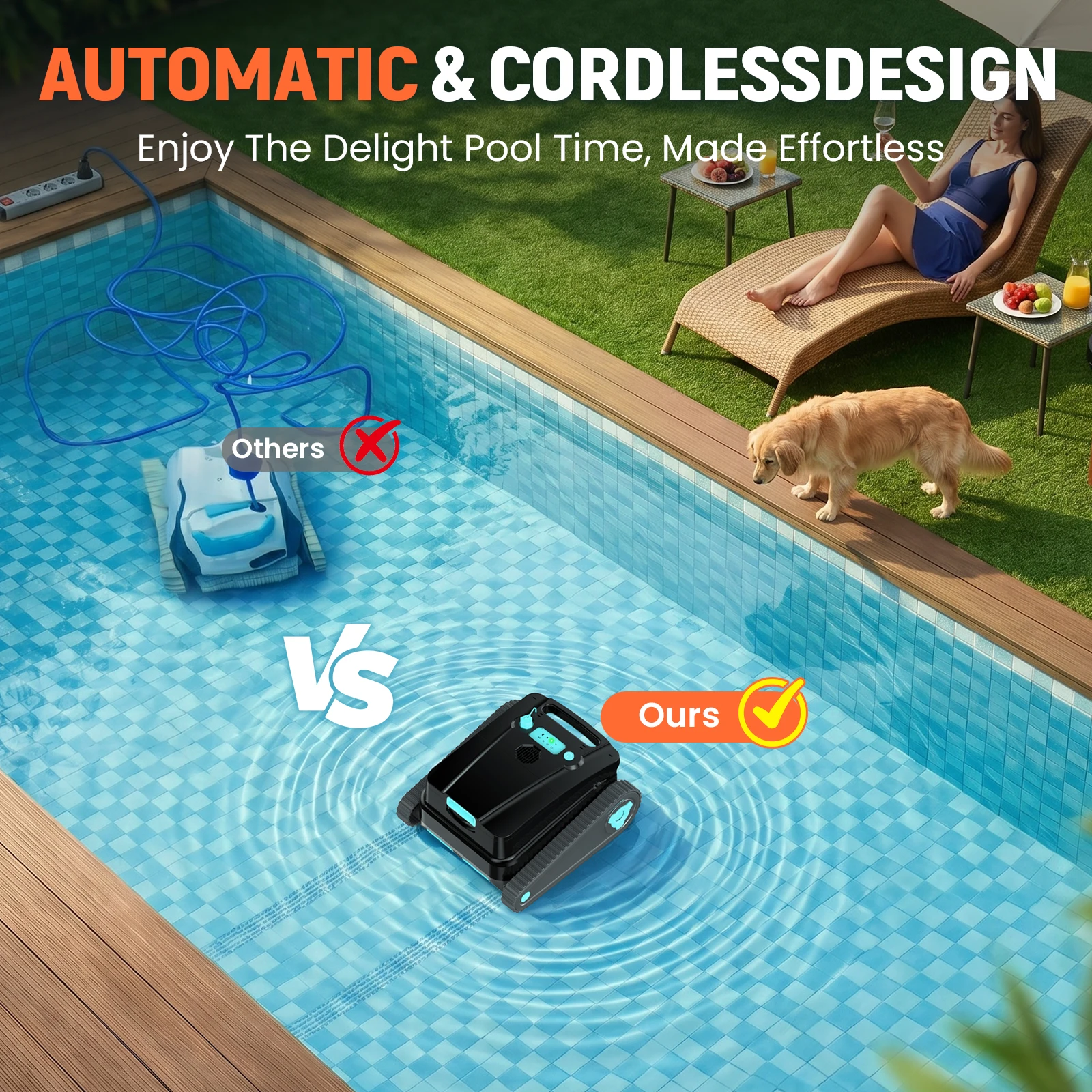 Vastorm H2 Roboter-Poolreiniger 120 Minuten Laufzeit 200m² Reinigungsfläche 3