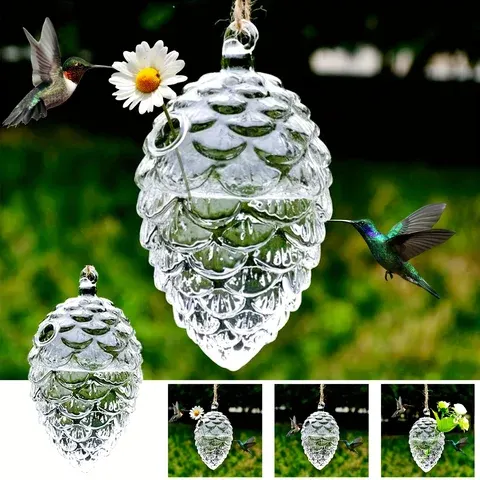 glass hummingbird feeder