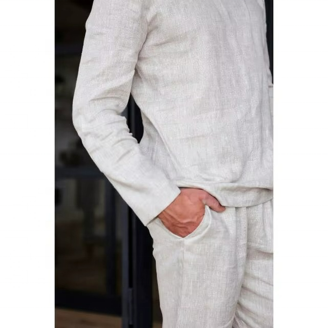 Relaxed Fit Men's Linen Long Sleeve Shirt 2