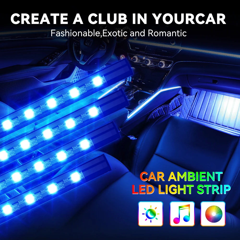 Automotive Umgebungslicht Fuß Innen Modifikation LED Auto USB 3