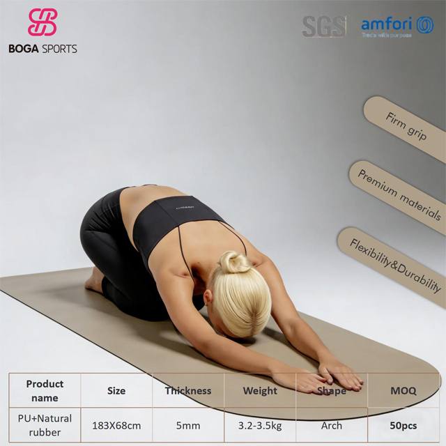 Curved Eco-Friendly PU Natural Rubber Yoga Mat 2