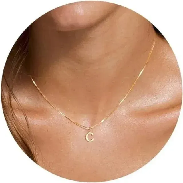 Gold-Plated Stainless Steel Initial Letter Necklace 3