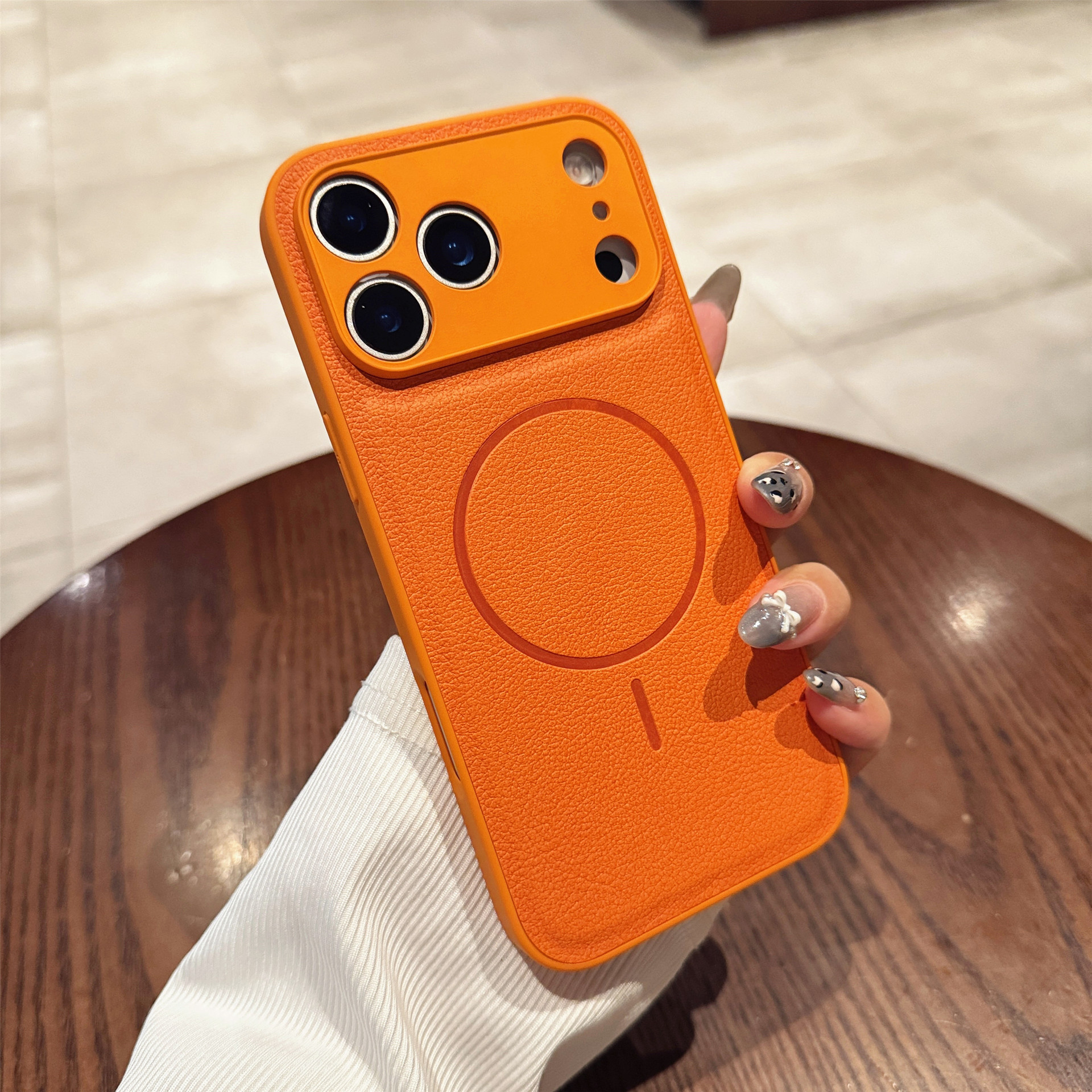 Lychee Pattern Leather Magnetic Case