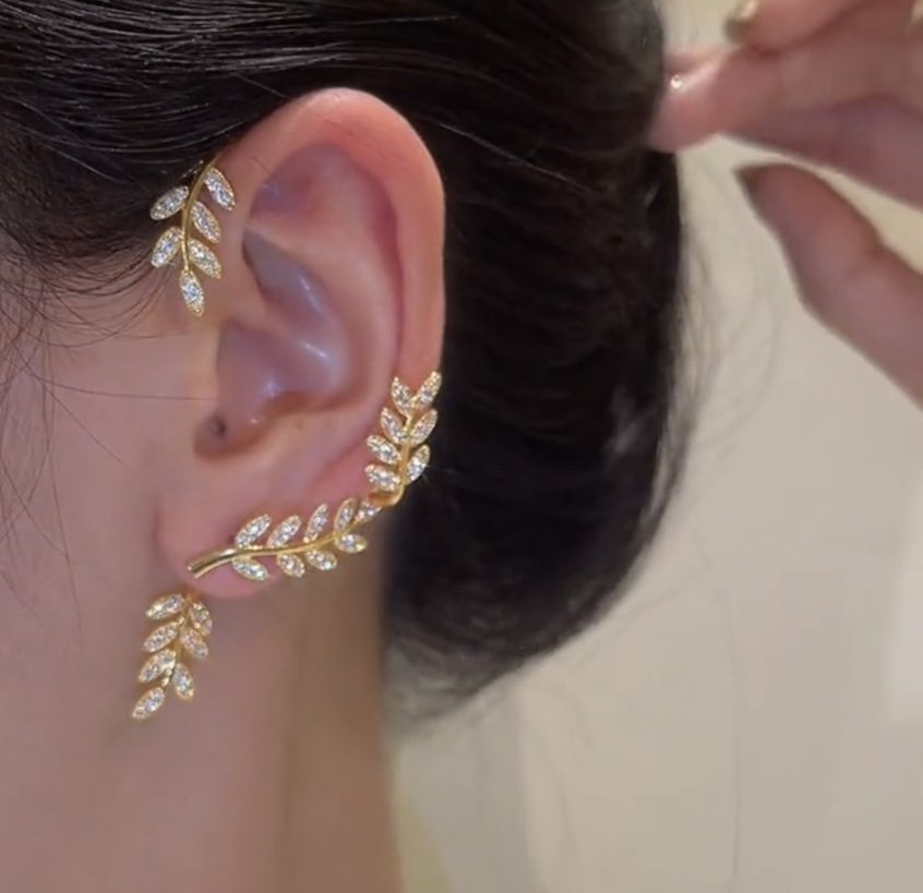 Leaf Ear Cuff with Fine Zircon 4