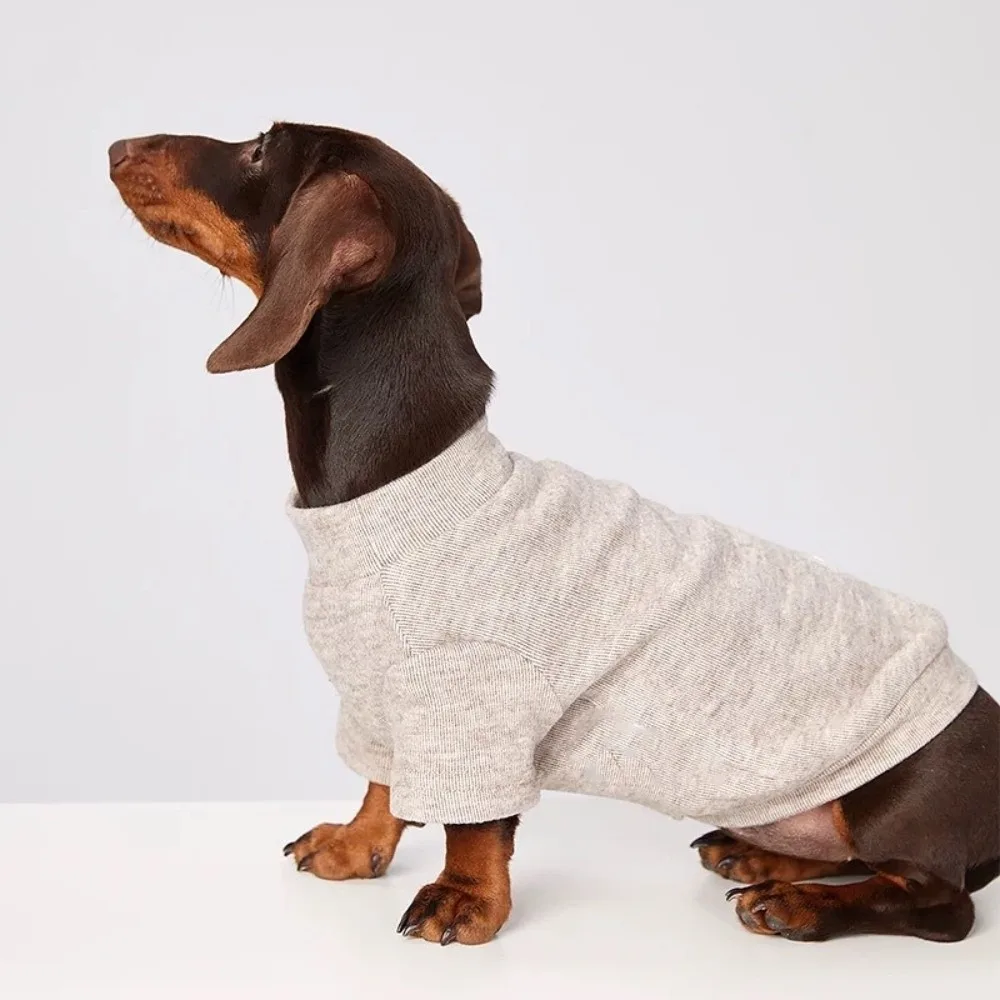 Stilvoller Wärmender Winter-Hundepullover für Dackel Einfarbige Welpenkleidung mit 2