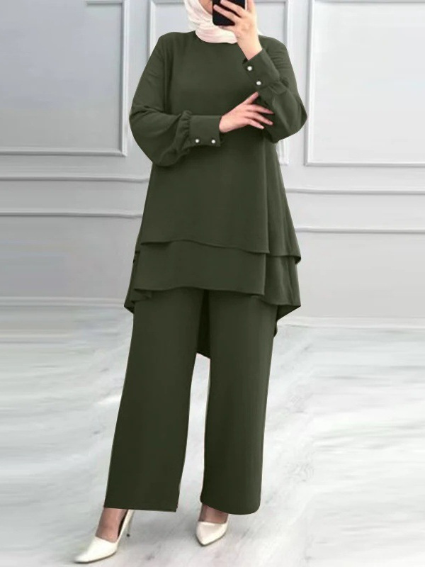 Wide Leg Pants with Double Layer Top 3